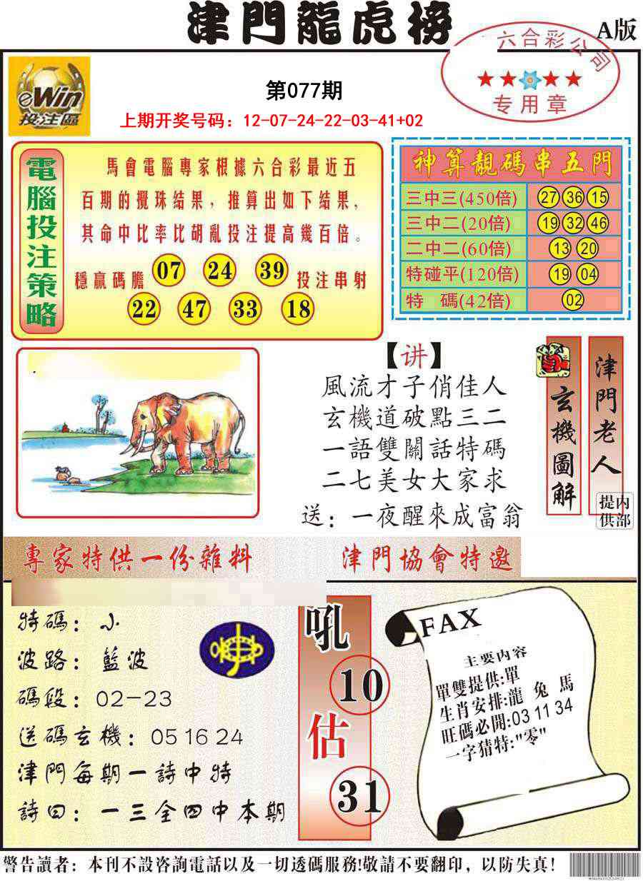 077期津门龙虎榜A[图]